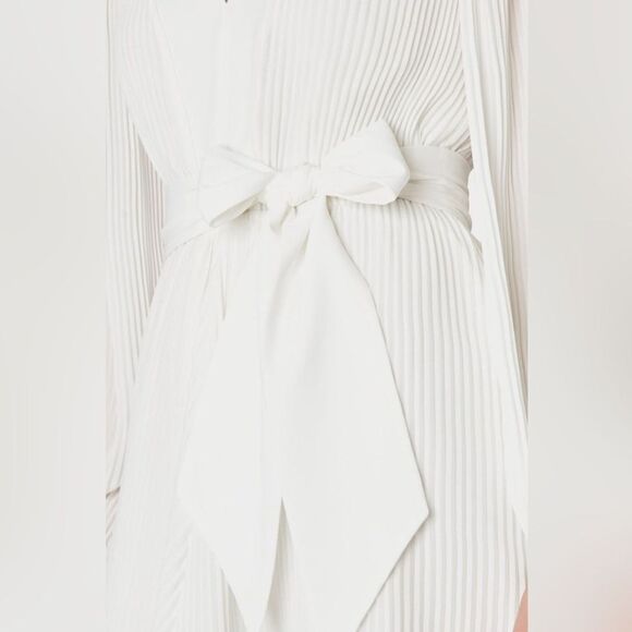 NWOT Milly Liv Long-Sleeve V-Neck Pleated Belted Mini Dress, size US6/UK10 - Picture 7 of 15